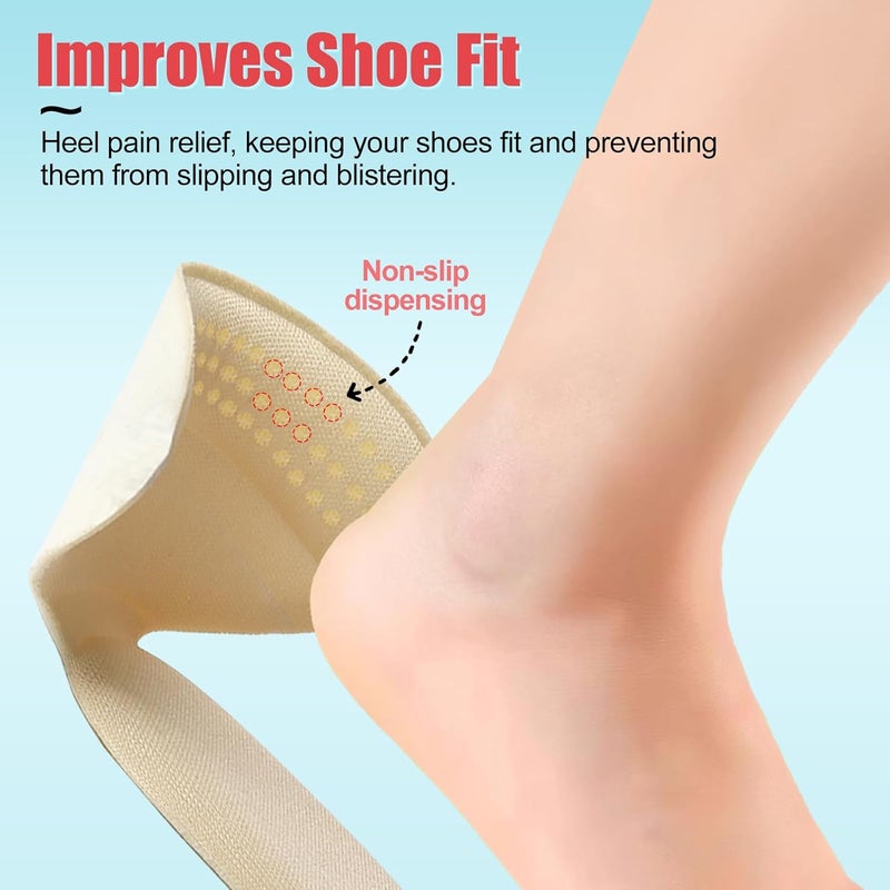 PHIXBEAR Heel Pads for Big & Loose Shoes, Pain Relief, Stop Slip and Blister, Large Grips Cushion Inserts to Make Men & Women Shoes Smaller Tighter (4 Pairs) 2 Apricot 2 Black - Image 4